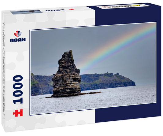 Ireland countryside tourist attraction in County Clare. The Cliffs of Moher and castle Ireland. Epic Irish Landscape UNESCO Global Geopark the wild atlantic way