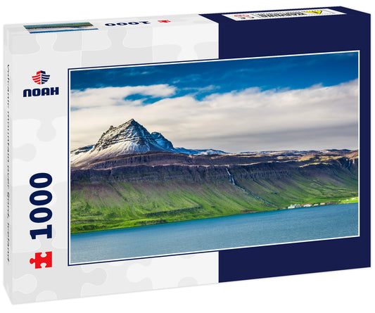 Volcanic mountain over fjord, Iceland