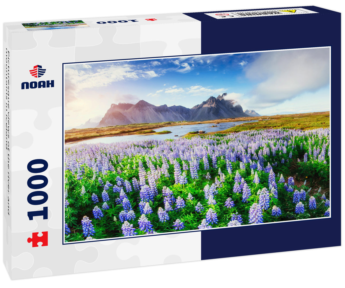 Picturesque views of the river and mountains in Iceland