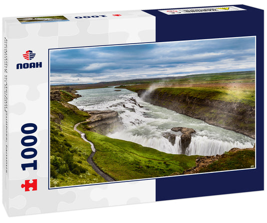 beautiful waterfall Gullfoss, famous landmark in Iceland