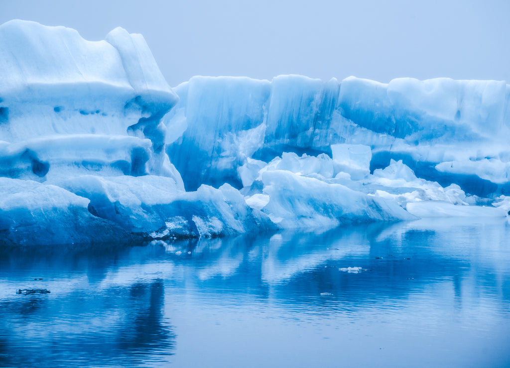 Icebergs in Jokulsarlon beautiful glacial lagoon in Iceland. Jokulsarlon is a famous travel destination in Vatnajokull National Park, southeast Iceland