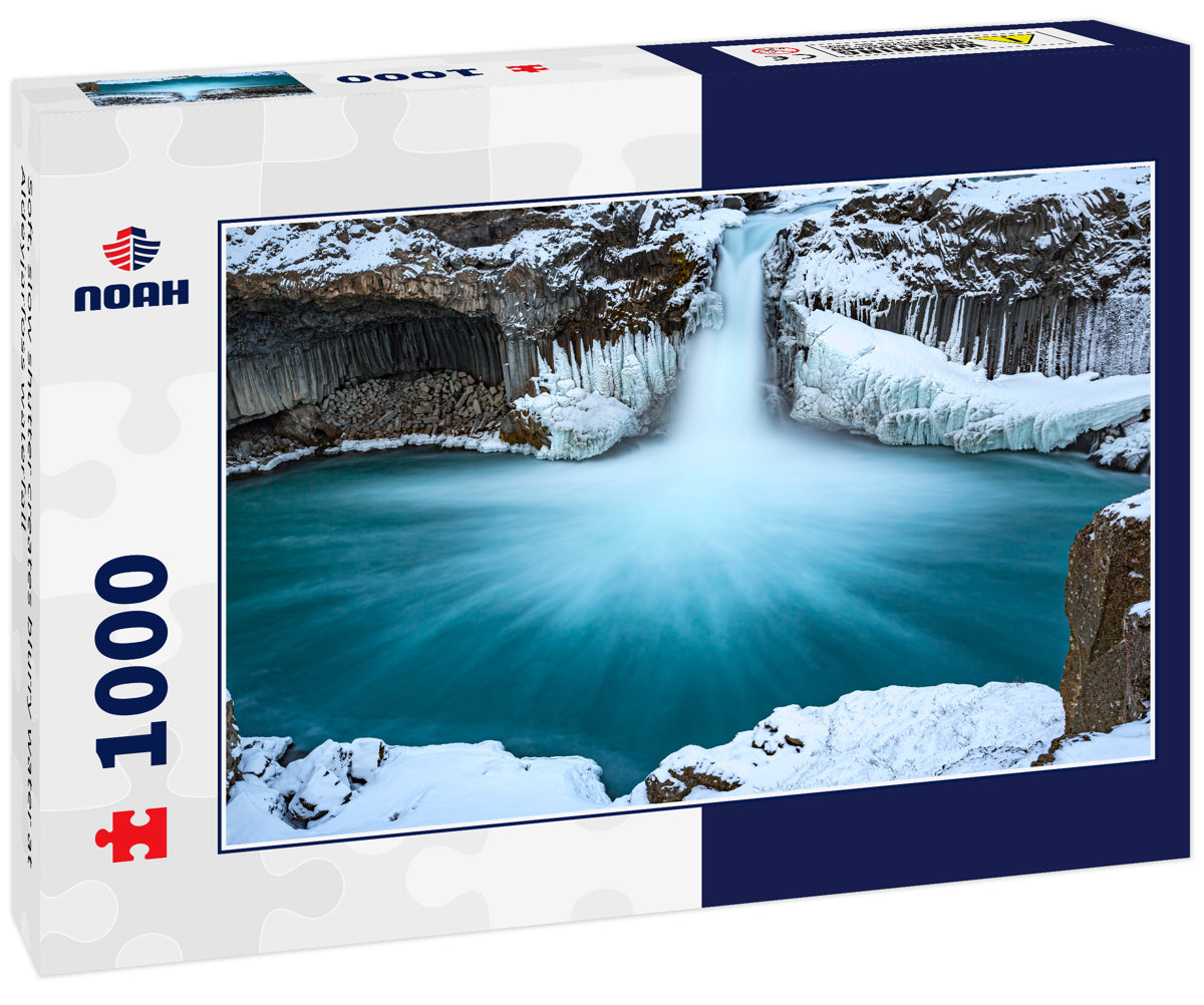 Soft, slow shutter creates blurry water at Aldeyjarfoss waterfall