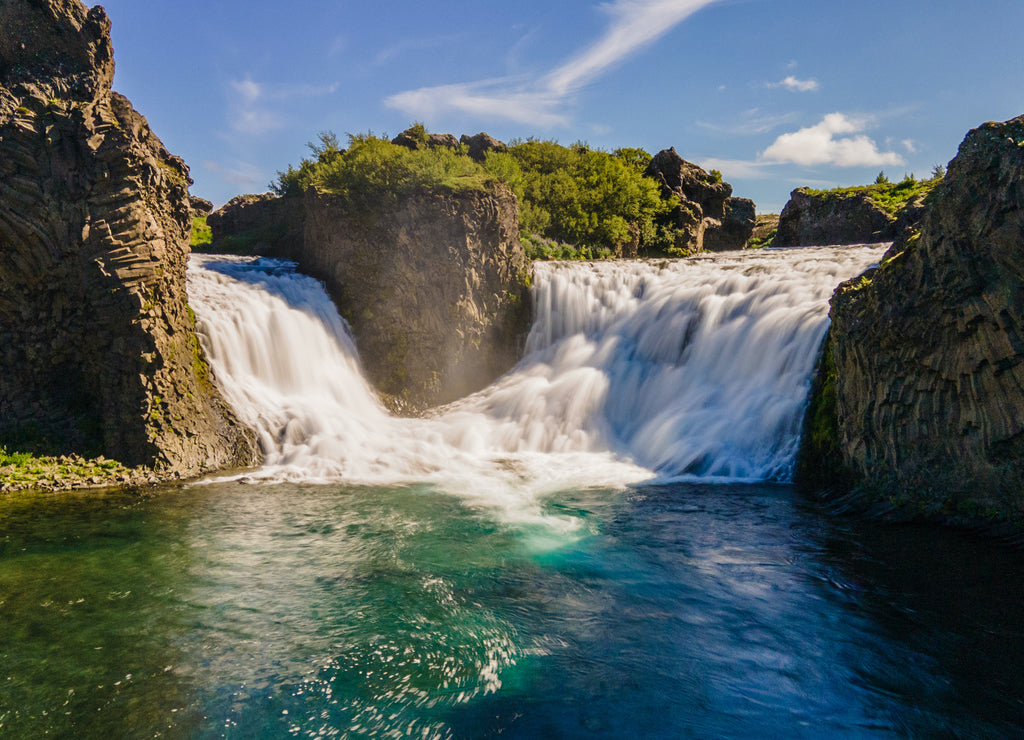 Hjalparfoss Waterfall in the Highlands of Iceland