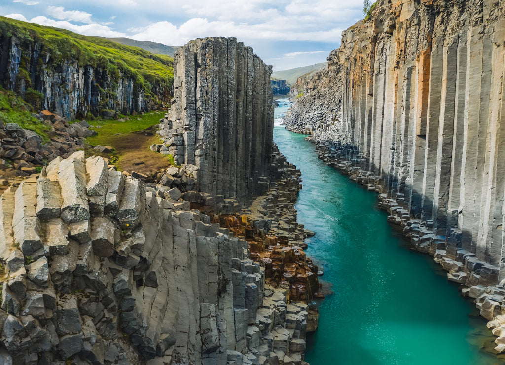 Studlagil basalt canyon, Iceland. One of the most epic and wonderfull nature sightseeing in Iceland