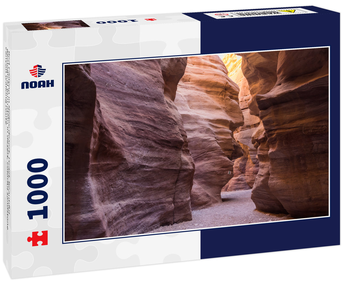 Red Canyon in Negev desert, Israel, beautiful geological formation in desert, colorful sandstone canyon walking route