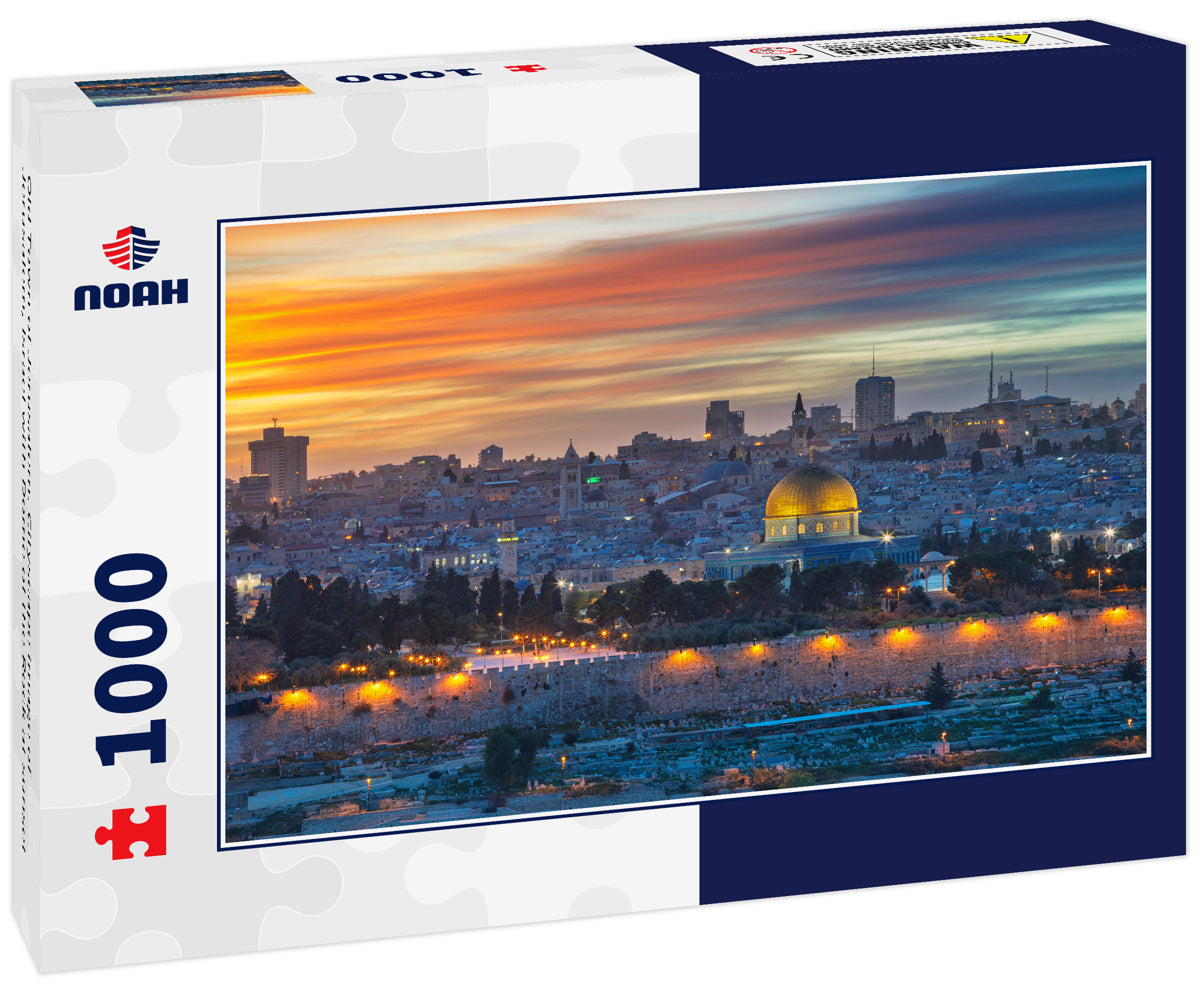 Old Town of Jerusalem. Cityscape image of Jerusalem, Israel with Dome of the Rock at sunset