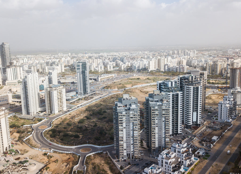 Modern city district with apartment buildings, Ashdod, Israel