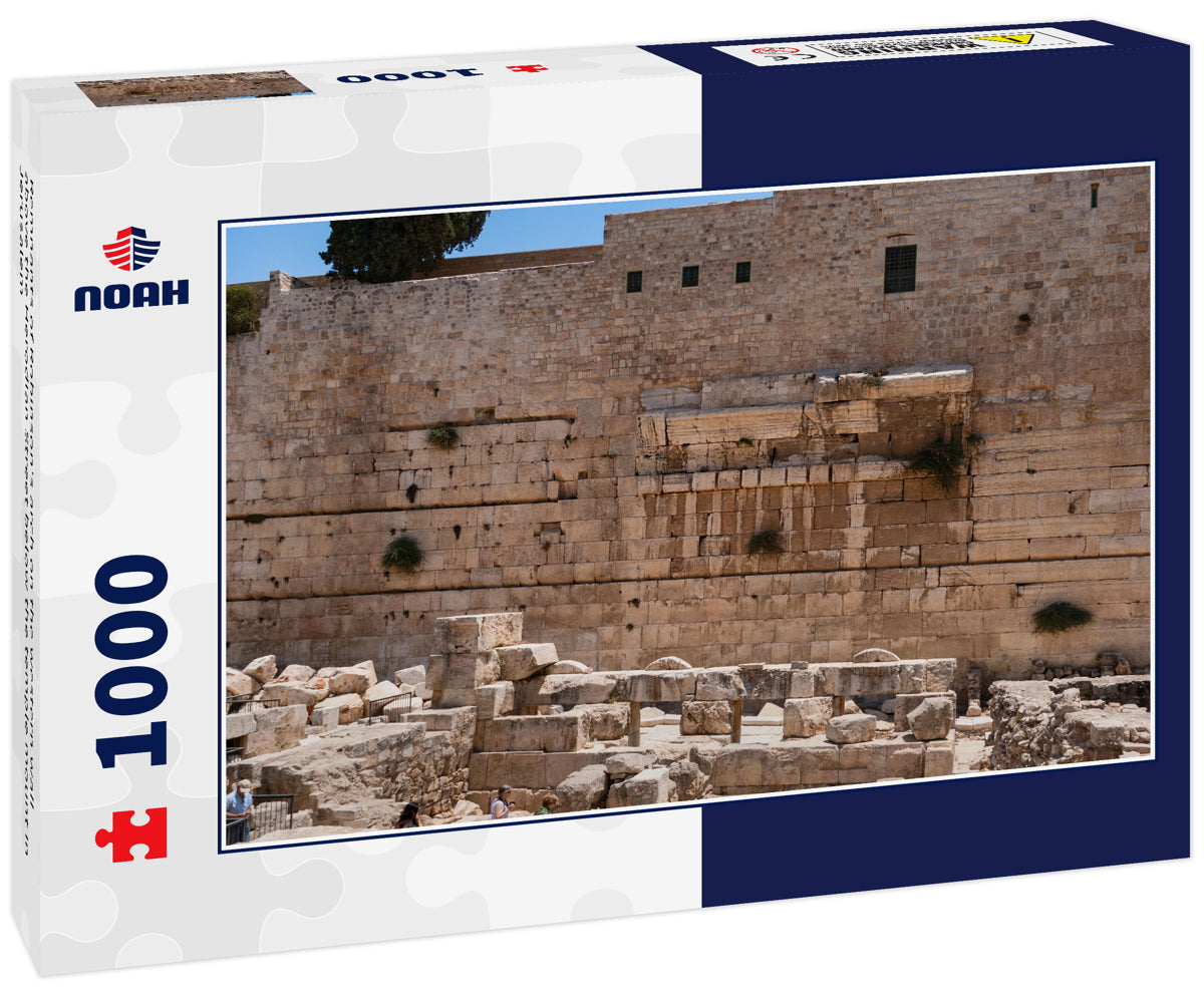 Remnants of Robinson's arch on the western wall above the Herodian Street below the temple mount in Jerusalem