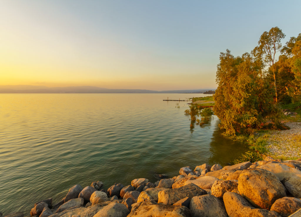 Sunset view of the Sea of Galilee, from Ein Gev