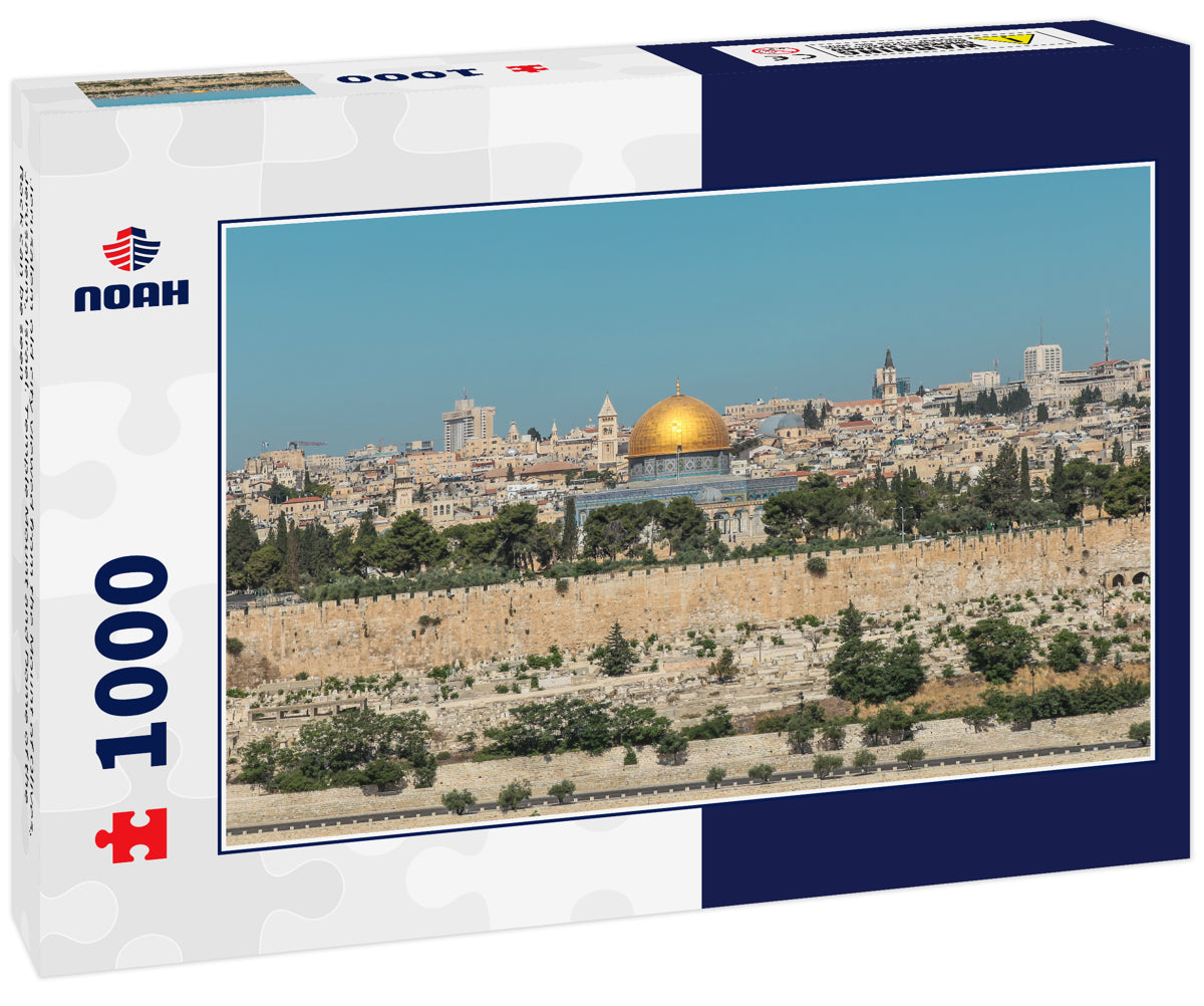 Jerusalem old city viewed from the Mount of Olives, Jerusalem, Israel. Temple Mount and Dome of the Rock can be seen