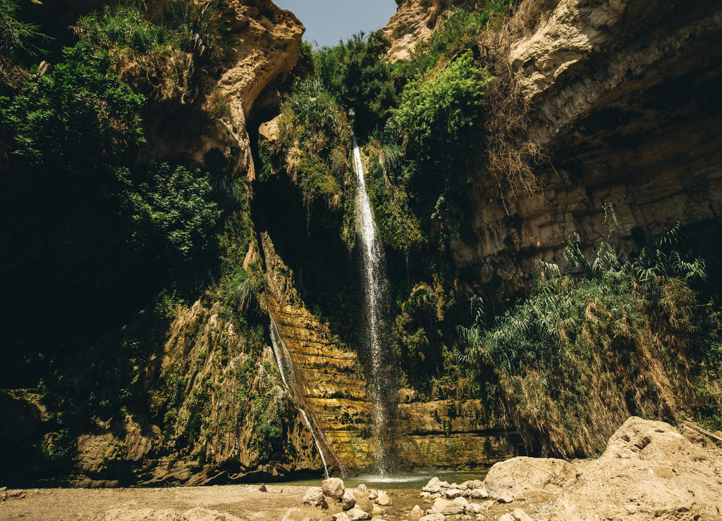 David waterfall Ein Gedi is an oasis and a nature reserve in Israel, located west of the Dead Sea, near Masada and the Qumran Caves