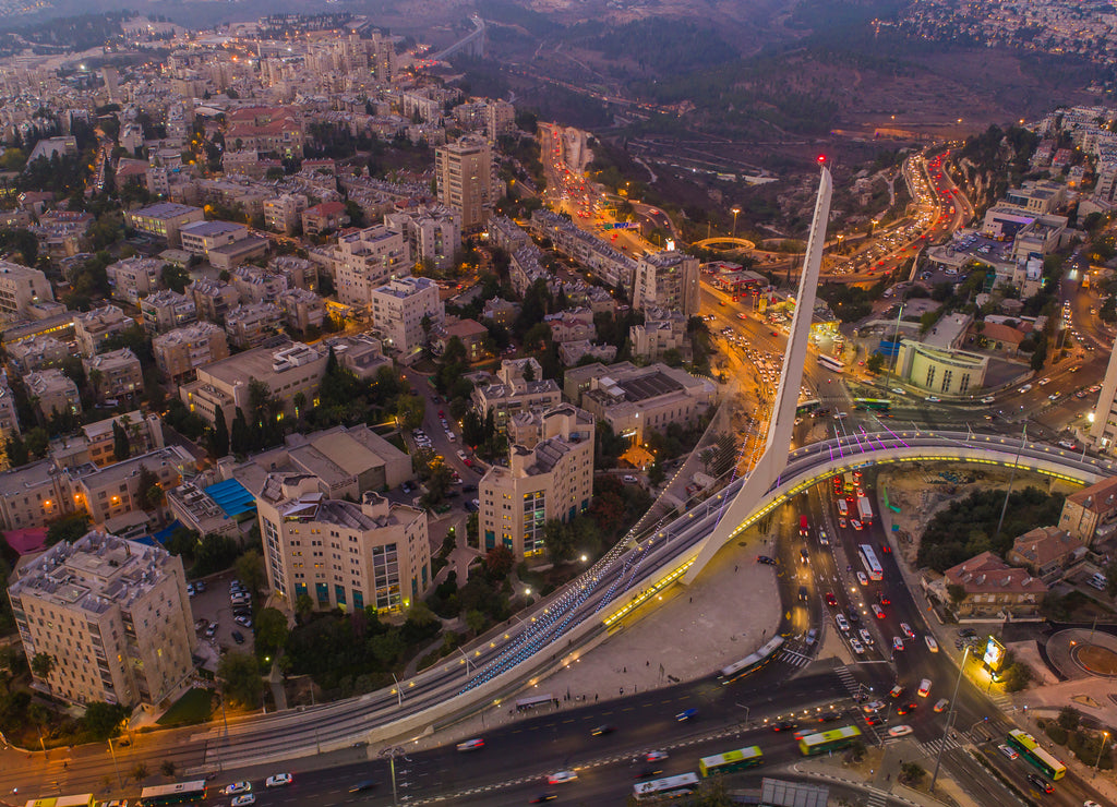 Jerusalem city center at night, Israel