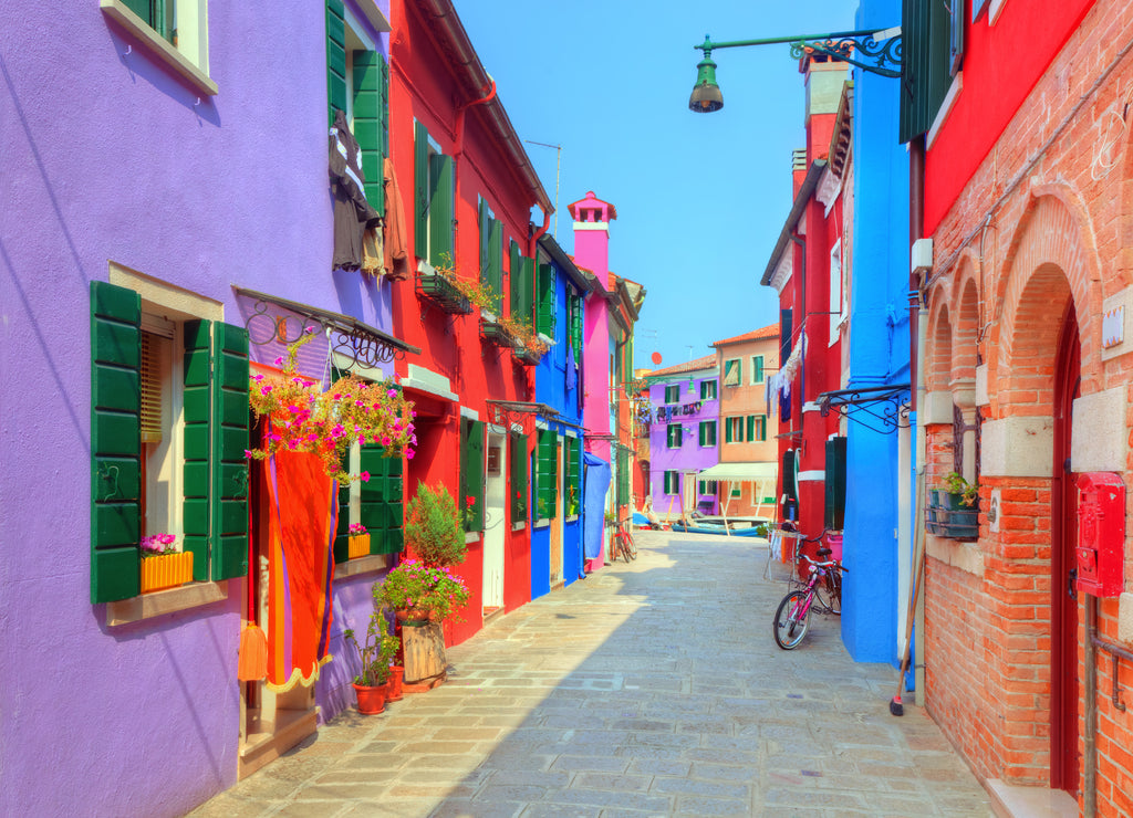 Colorful houses on Burano island, near Venice, Italy