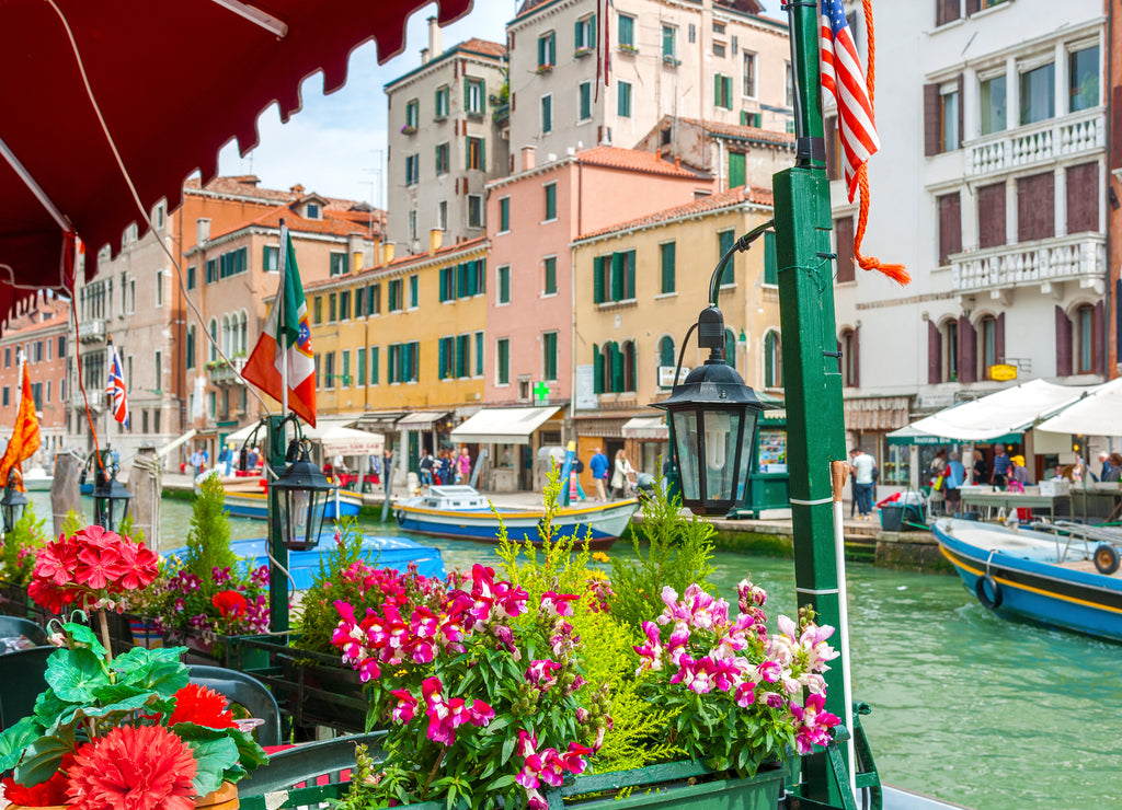 Sidewalk Cafe in Grand Canal of Venice, Italy