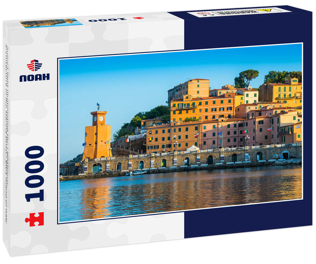 Sunset light illuminating the Lighthouse architecture of Rio Marina town - Elba island of Italy