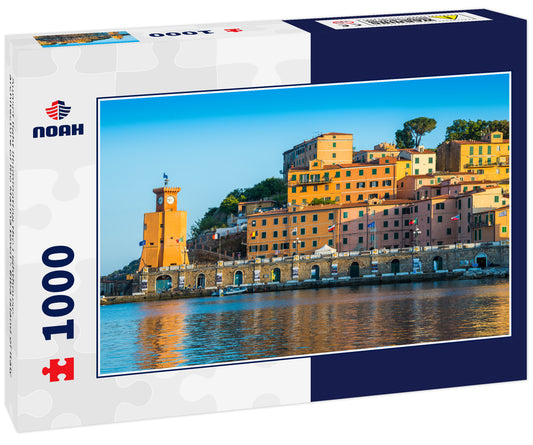 Sunset light illuminating the Lighthouse architecture of Rio Marina town - Elba island of Italy