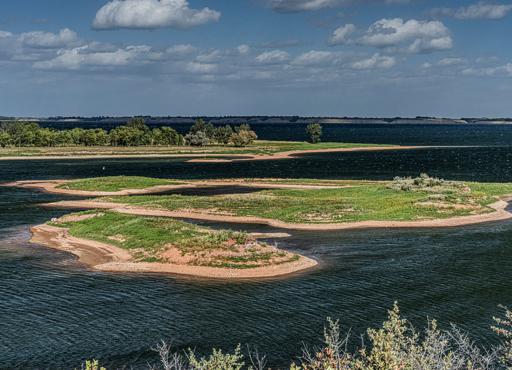 Island in Lake Sakakawae near Bismarck North Dakota created by Garrison Dam