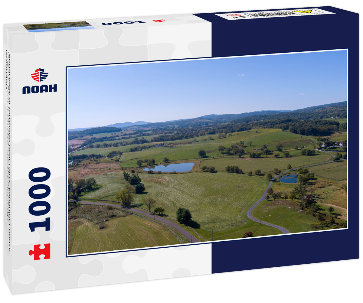 Aerial view of farmland near Paris, Fauquier County, Virginia. Paris is situated near the Blue Ridge Mountains