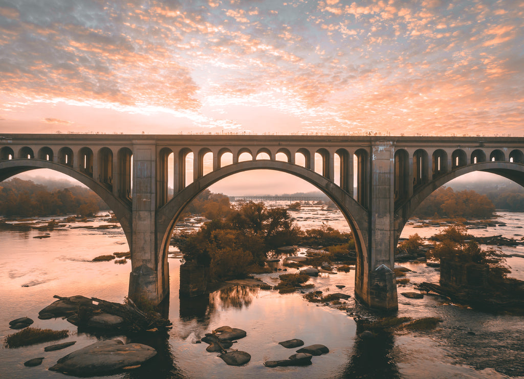 Foggy Sunrise Over the James River in Richmond, Virginia
