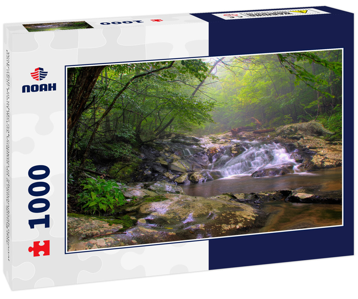 Waterfalls in white oak canyon in Shenandoah national park near Front Royal, Virginia on a rainy spring day