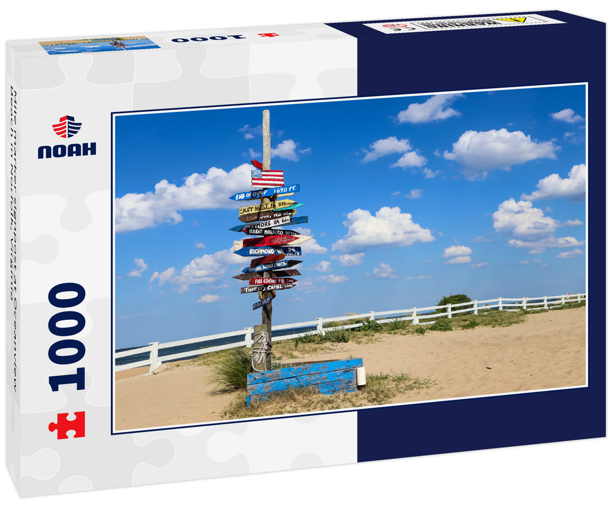 Mile marker signpost at Oceanview Beach in Norfolk, Virginia