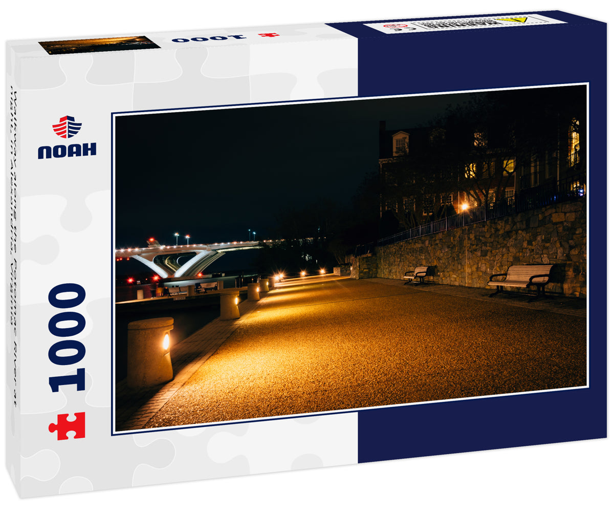 Walkway along the Potomac River at night, in Alexandria, Virginia