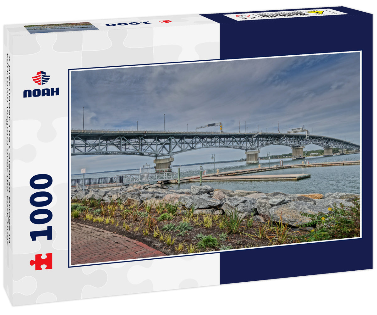 A pier under The Coleman Bridge in Yorktown Virginia over the York river