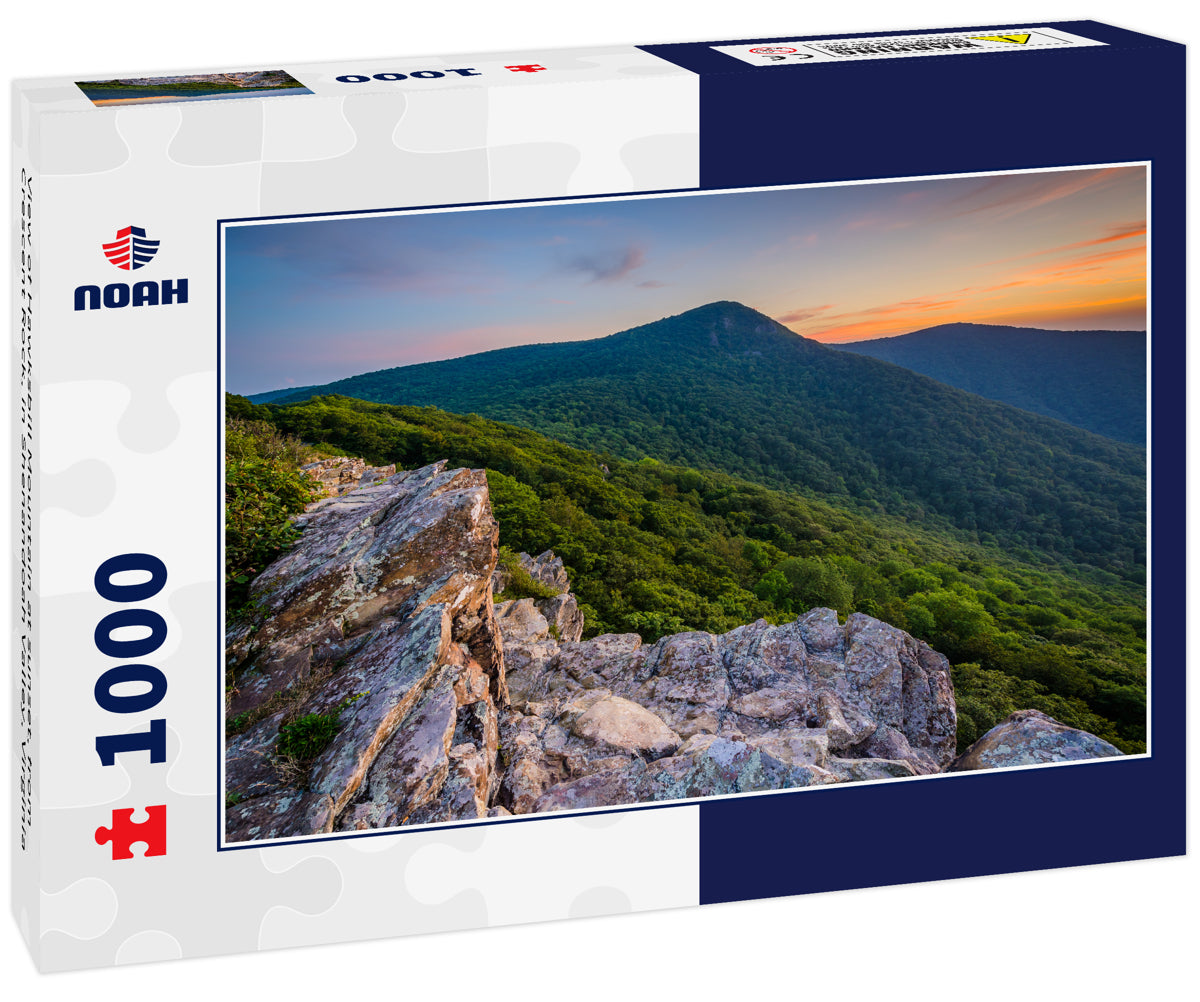 View of Hawksbill Mountain at sunset, from Crescent Rock, in Shenandoah Valley, Virginia