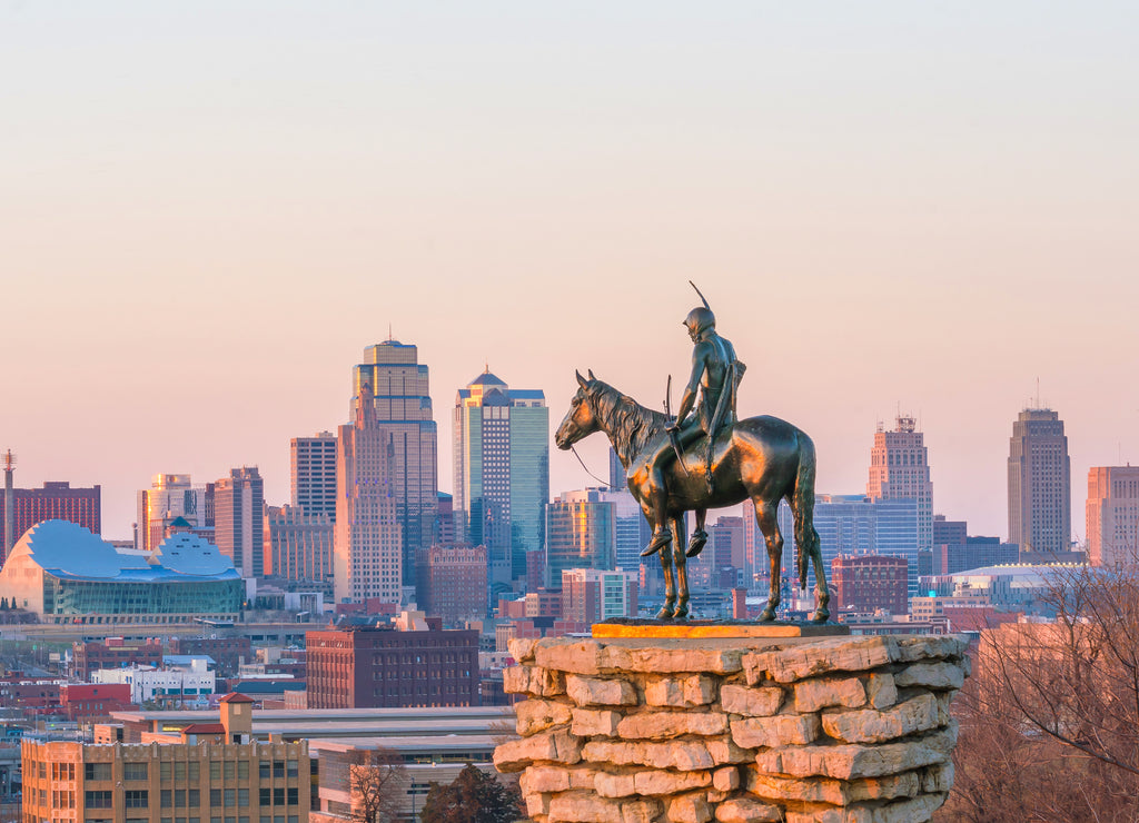 The Scout overlooking downtown Kansas City Missouri