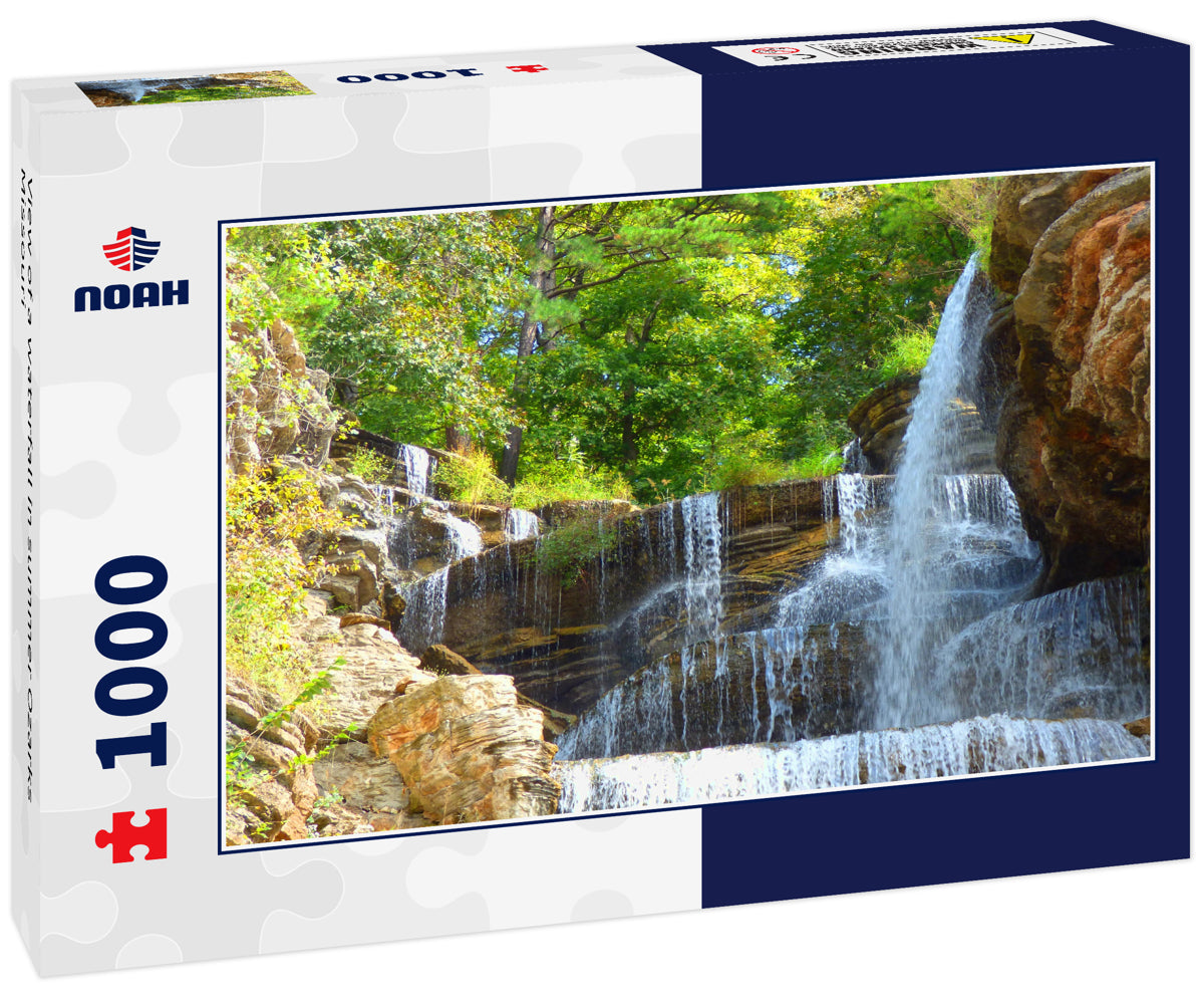 View of a waterfall in summer Ozarks Missouri