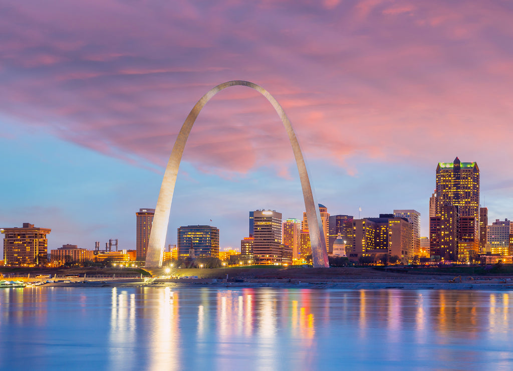 Downtown St. Louis skyline, cityscape of Missouri in USA