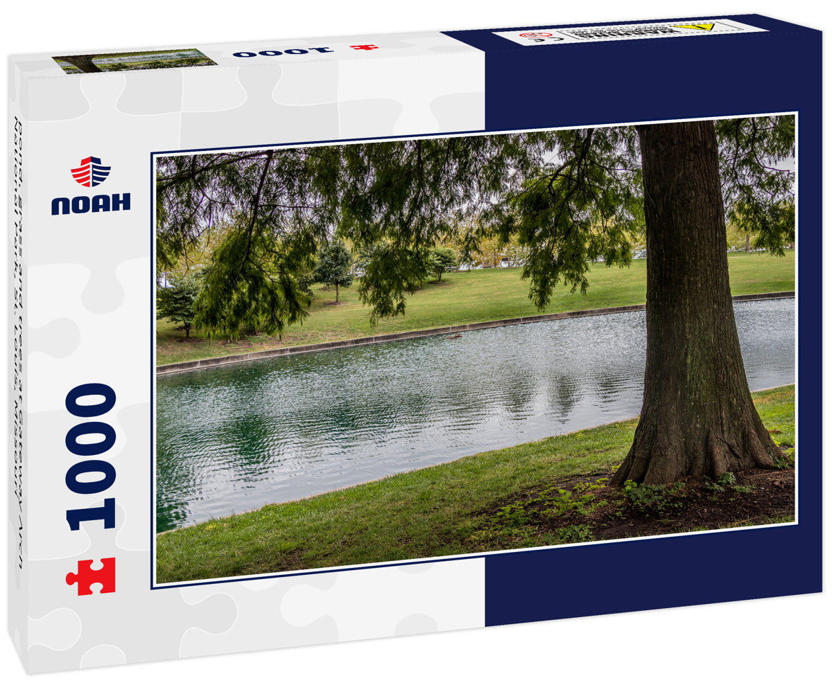 pond, grass and trees at Gateway Arch National Park, St. Louis, Missouri