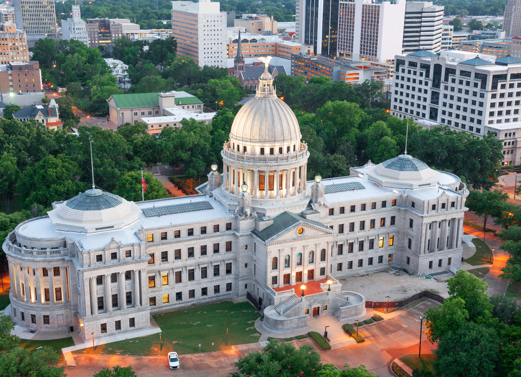 Jackson, Mississippi, USA skyline over the Capitol Building