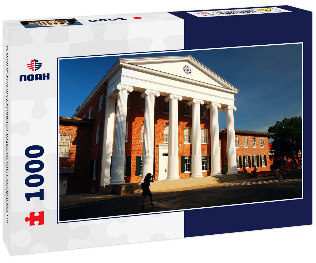 A young woman walks in front of the Lyceum on the campus of the University of Mississippi in Oxford