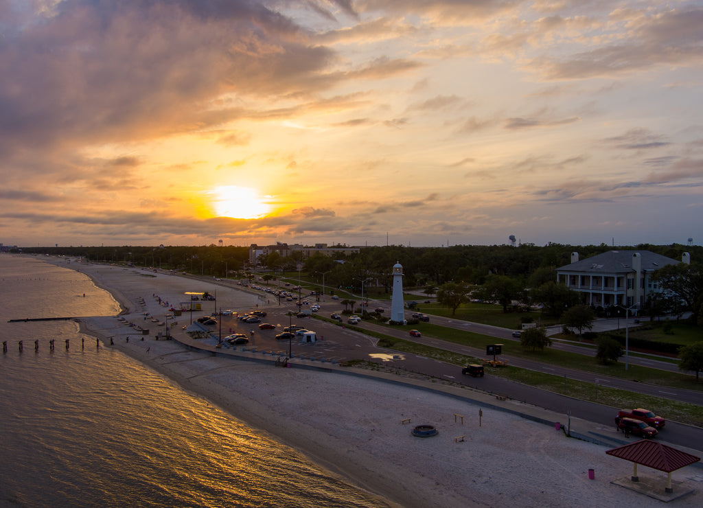 Biloxi, Mississippi waterfront sunset