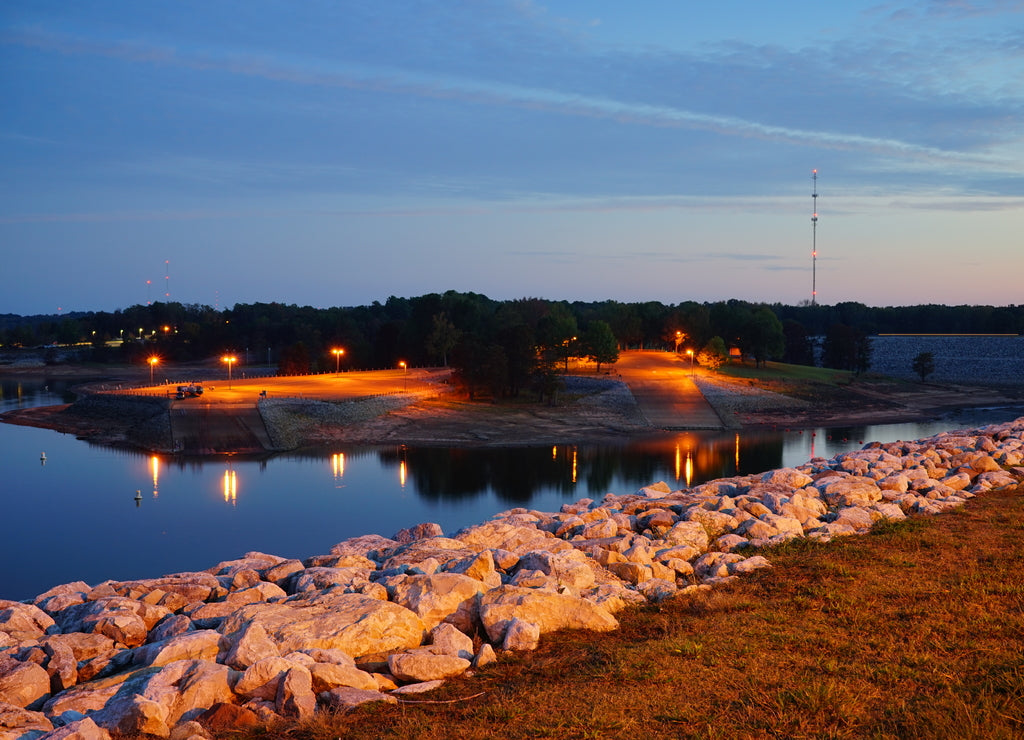 Beautiful Sardis Lake and dam, Mississippi