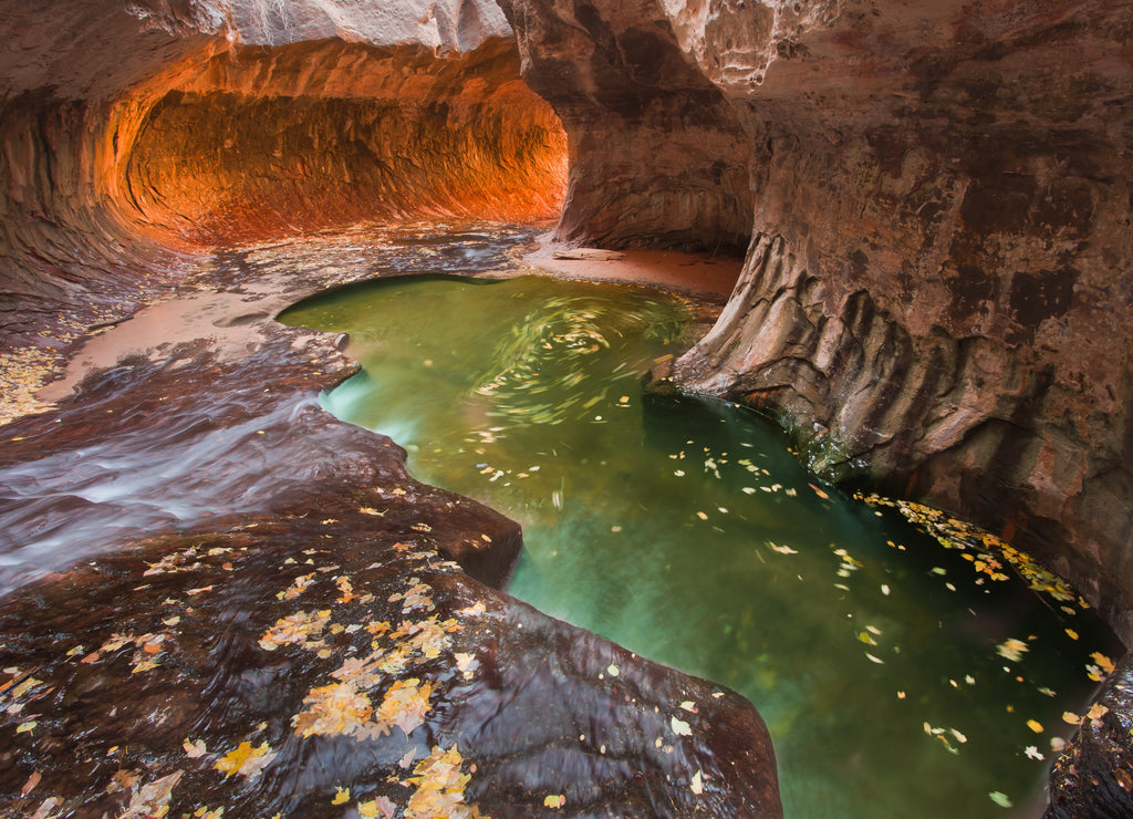 The Subway-unique slot canyon and one of the most popular hiking destination in Zion National Park, Utah