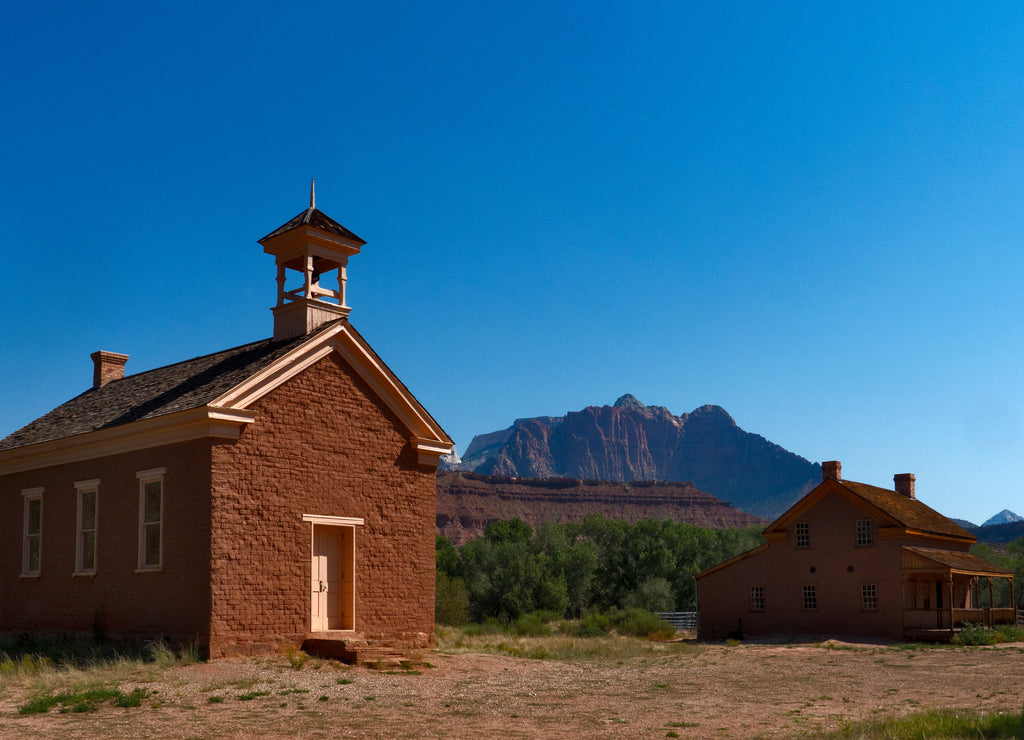 Grafton Ghost Town with Zion in the distance, Utah, USA