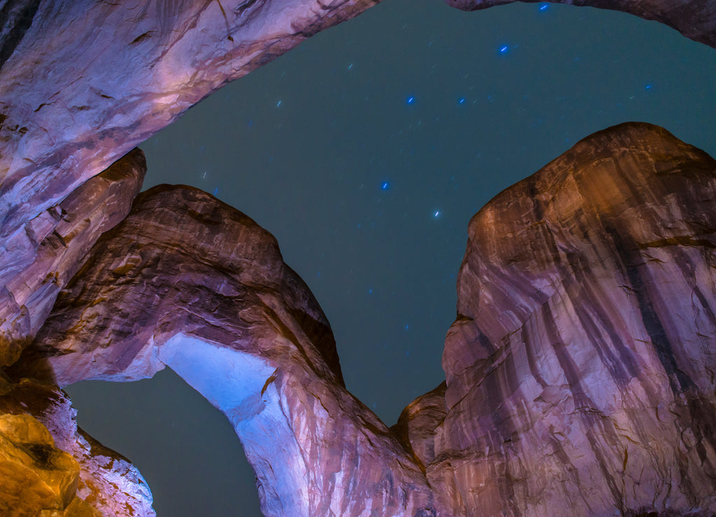 Double Arch at night Moab Utah