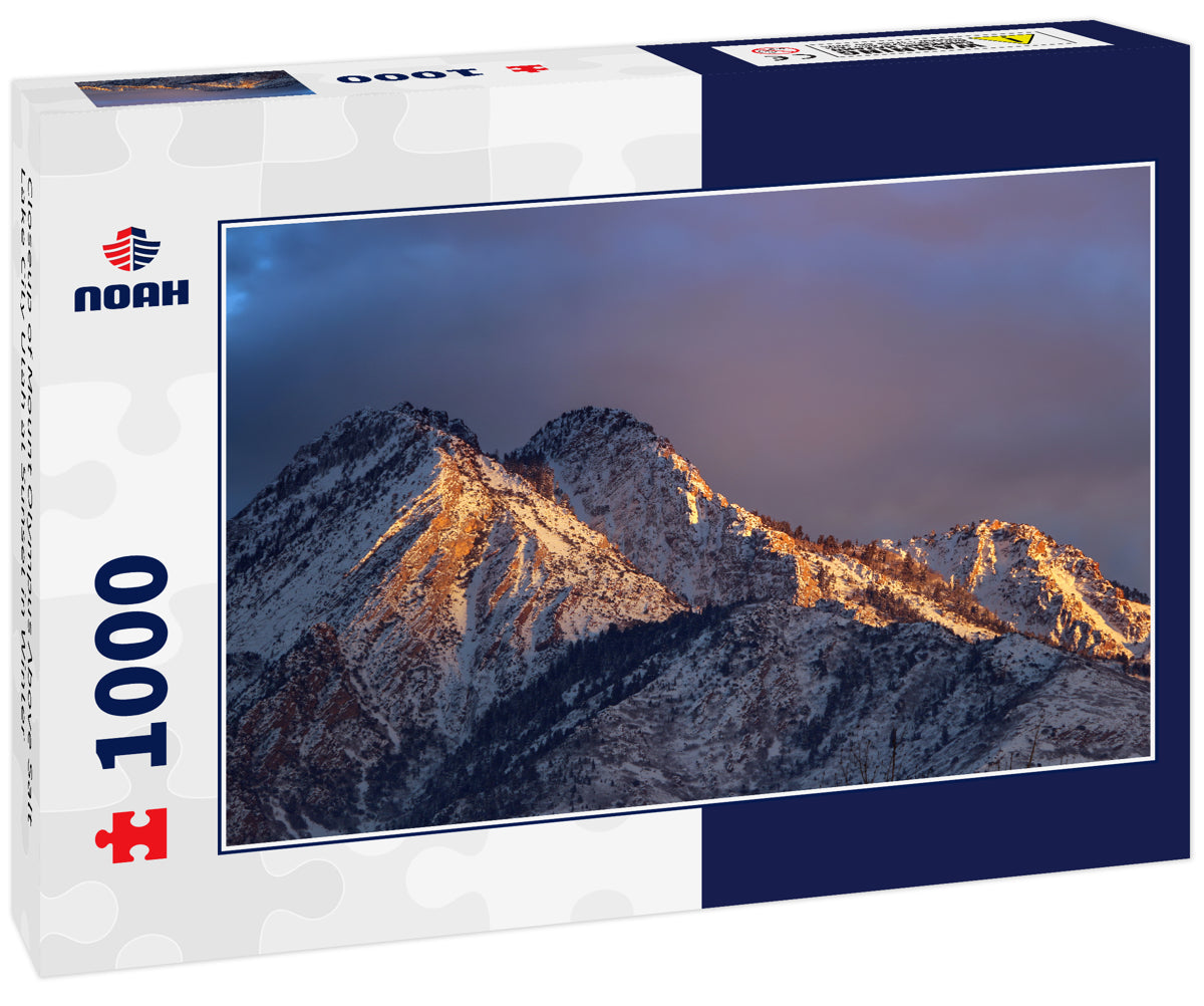 Closeup of Mount Olympus Above Salt Lake City Utah at Sunset in Winter