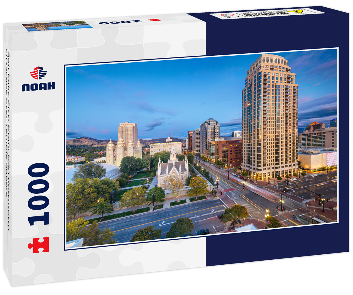 Salt Lake City, Utah, USA downtown cityscape over Temple Square