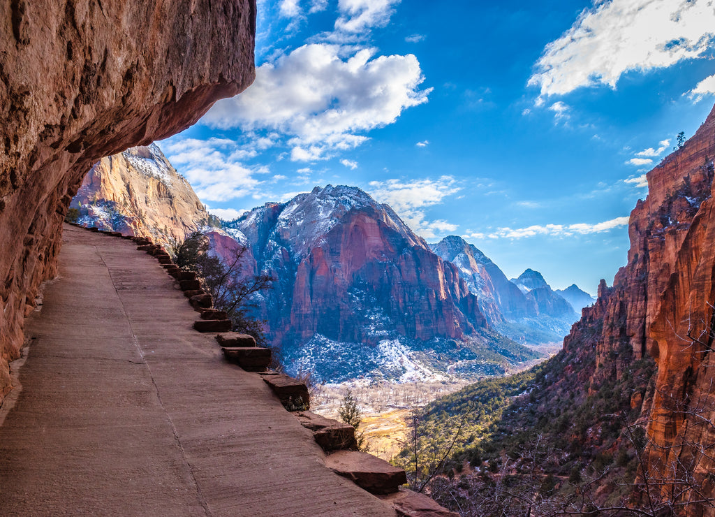 Hiking in the Winter Through Zion National Park in Utah