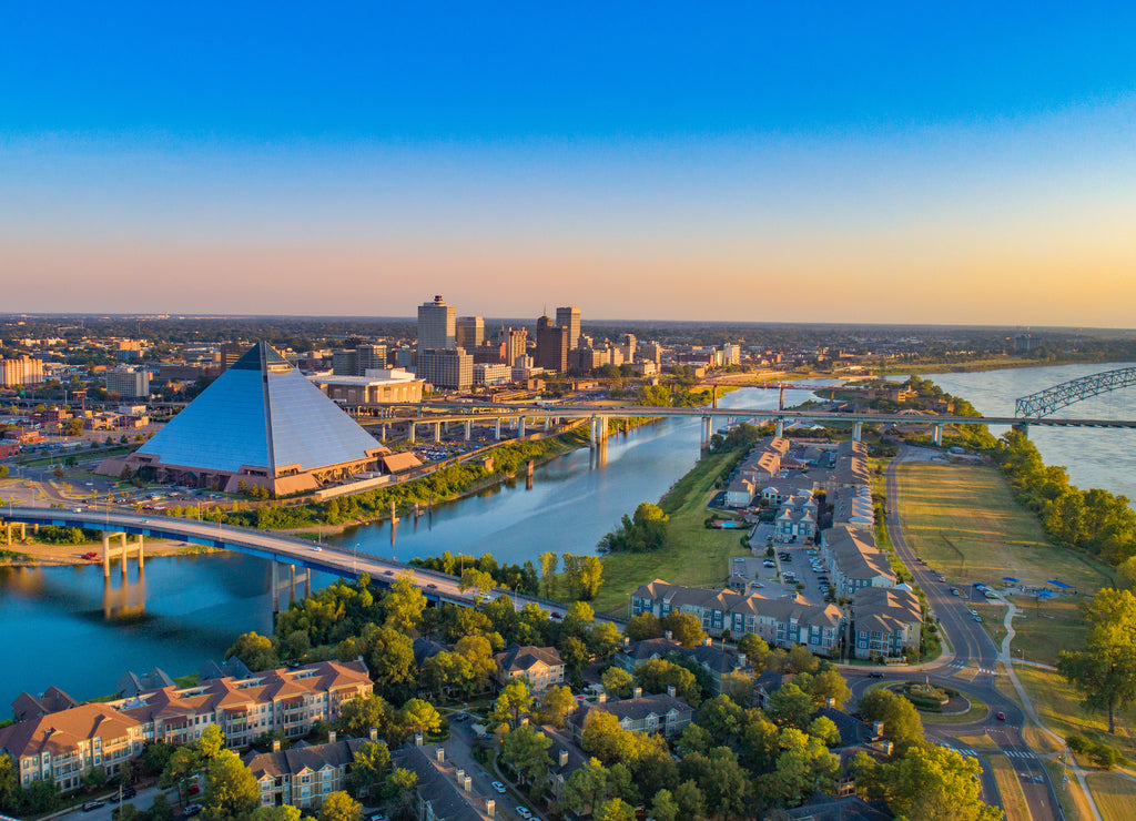 Memphis, Tennessee, USA Drone Skyline Aerial Panorama