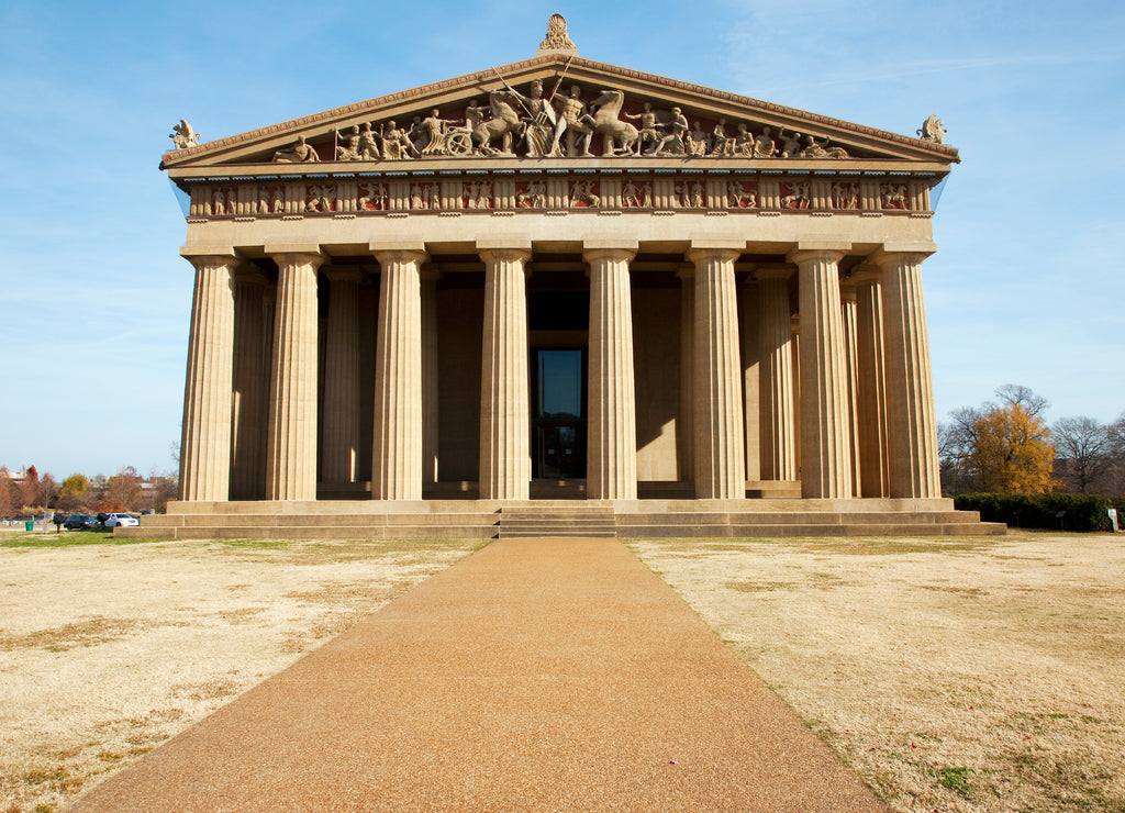 The Parthenon, Nashville, Tennessee, Centennial park, Full scale replica of Greek Parthenon at sunset