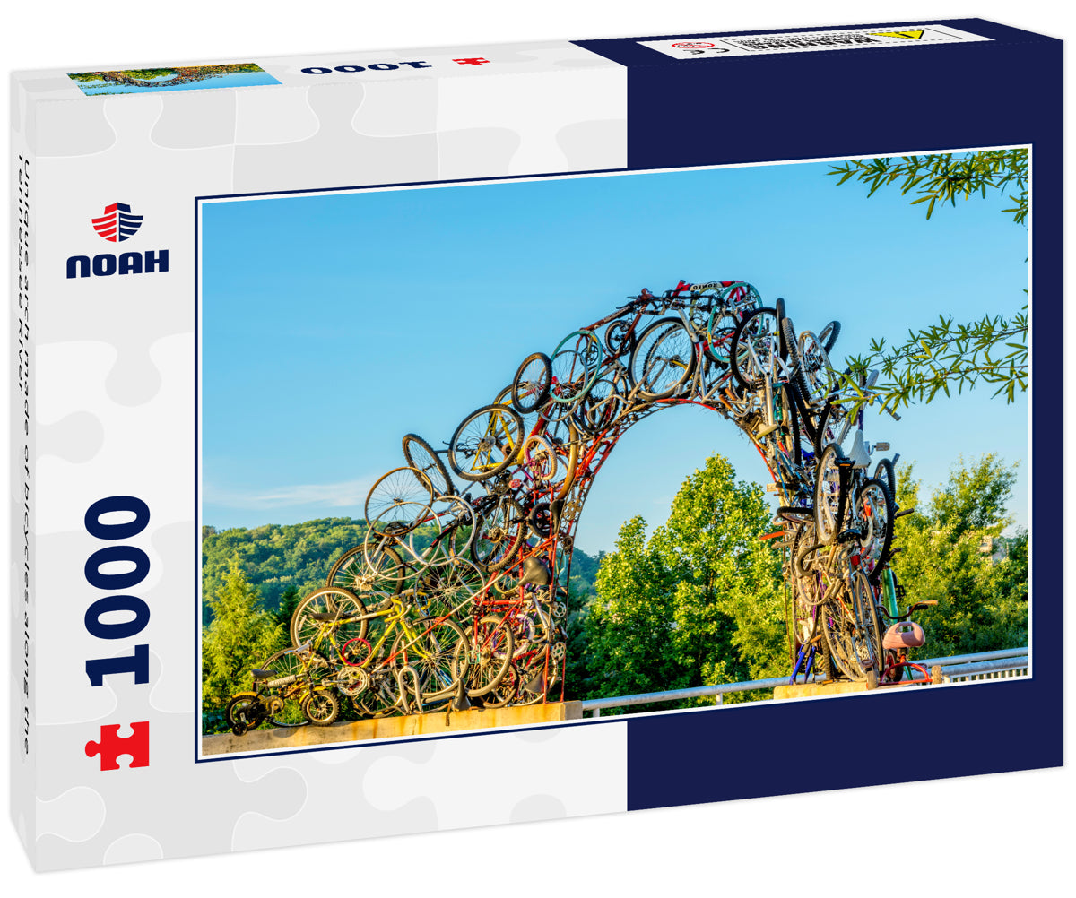 Unique arch made of bicycles along the Tennessee River