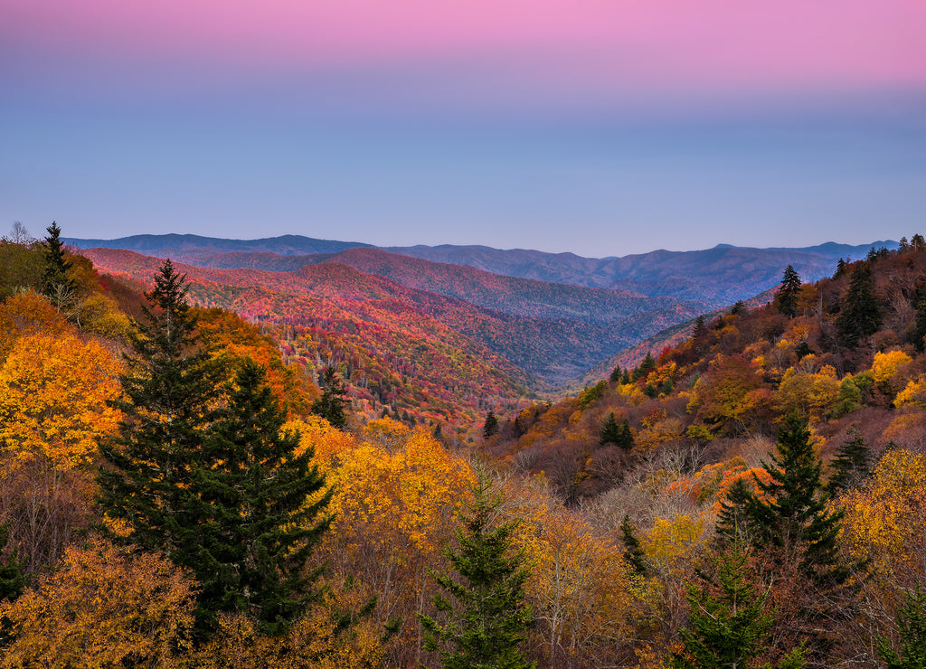 Great Smoky Mountains, autumn dusk, Tennessee