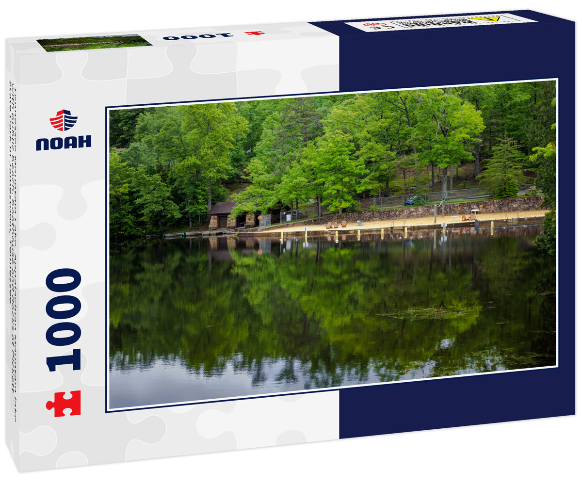 Tennessee Mountain Lake. Appalachian Mountain lake with public beach, boathouse and docks at Pickett State Park in Jamestown, Tennessee