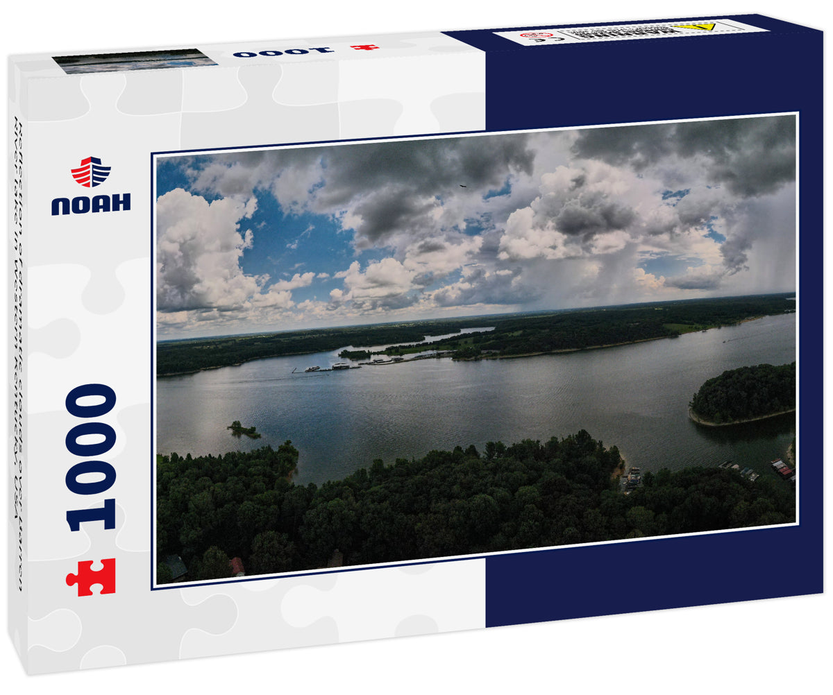 Reflection of dramatic clouds over Barren River lake in Western Kentucky, USA