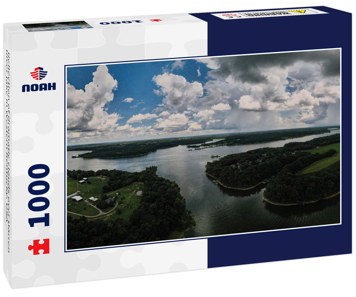 Reflection of dramatic clouds over Barren River lake in Western Kentucky, USA