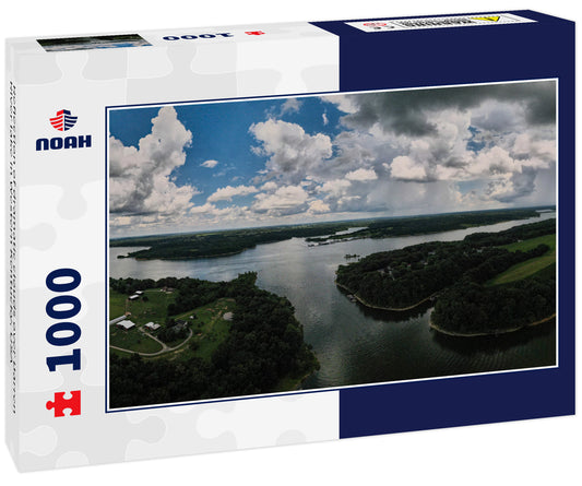 Reflection of dramatic clouds over Barren River lake in Western Kentucky, USA